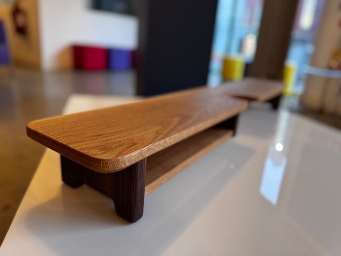 Handmade Solid Oak & Walnut Dual Monitor Stand