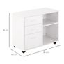 Freestanding Printer Stand Unit Office Desk Side Mobile Storage w/ Wheels 3 Drawers, 2 Open Shelves Modern Style 80L x 40W x 65H cm - White Image 4