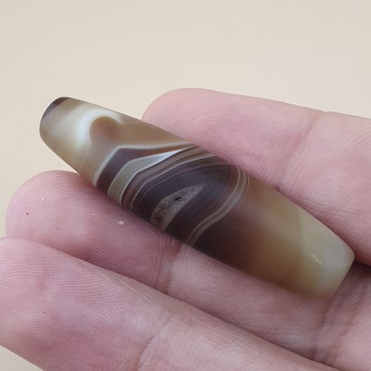 Vintage Middle Eastern Yemeni Suliemani Natural Eye Agate Bead Amulet