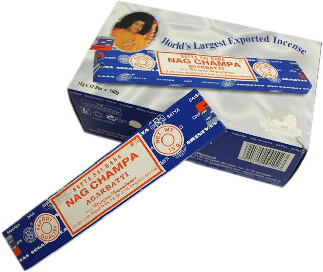 Box of 12 x 15 gram packets of Nag Champa incense