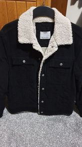bershka black sherpa small medium jacket