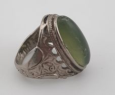 Ancient Handmade Brass With Antique Jade Ring