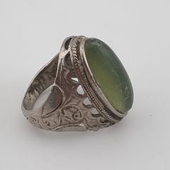Ancient Handmade Brass With Antique Jade Ring
