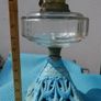 Vintage Victorian oil lamp CAST IRON BASE with Bristol  bowl Image 10