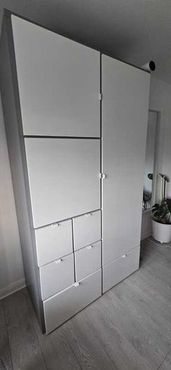Wardrobe, grey/white, 122x59x216 cm