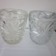 Two Victorian Moulded Glass Water/Custard Jugs