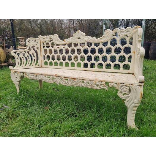 Bench Cast Iron Horse Shoe Large White CH-R-742-W