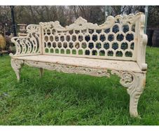 Bench Cast Iron Horse Shoe Large White CH-R-742-W