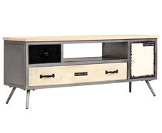 TV Cabinet Solid Mango Wood and Steel 120x30x45 cm