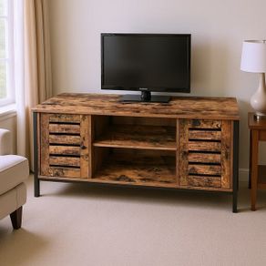 Industrial Style TV Stand with Shelves and Storage Cupboards