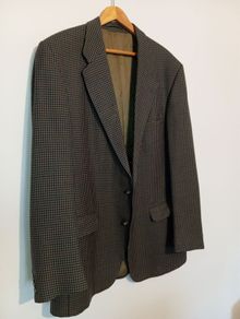 Vintage Magee Tailored Tweed Blazer Mens XL / 44L 46L Brown Houndstooth Jacket