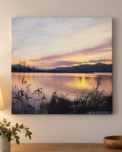 Beautiful Sunset Lake Canvas Wall Art Large Scenic Landscape Print