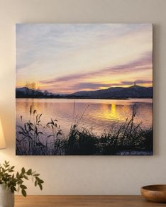 Beautiful Sunset Lake Canvas Wall Art Large Scenic Landscape Print