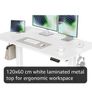 Electric Standing Desk 120 x 60cm, Height Adjustable Sit Stand Desk with 3 Memory Presets, Home Office Desk with Anti-Collision System, Quiet Motor, 2 Hooks, White Image 2