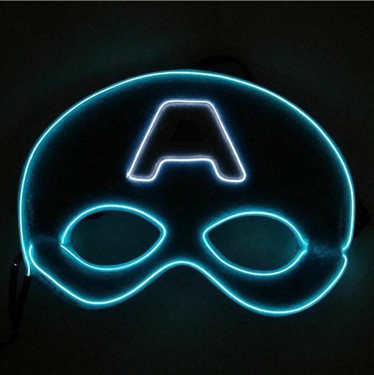 Halloween LED Neon Eye Mask Costume Light Up Kids Happy Birthday Party EL Masks