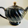 Vintage Sadler England Black and Gold Swirl Tea Set Teapot, Sugar Bowl and Milk Jug Image 4