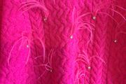 Savida Pink cable knit jumperw/ jewels feathers  size M 12/14 includes post