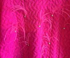 Savida Pink cable knit jumperw/ jewels feathers  size M 12/14 includes post
