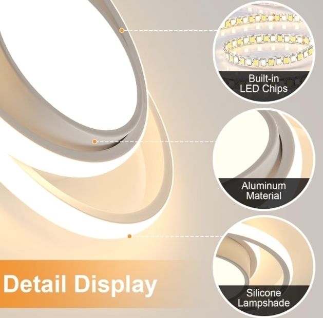 32W 2880LM Modern Ceiling Light Round Small Ceiling Lighting Fixture Aluminum, 3000K Warm White Close to Ceiling Light Fixture for Hallway,Bedroom, Kitchen, Living Room