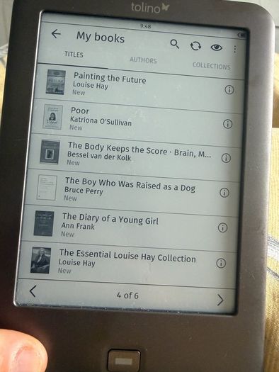 Tolino e-reader loaded with over 50 free books