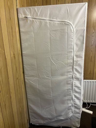White Portable Canvas Fabric Wardrobe (Zippered Cover & Hanging Rail