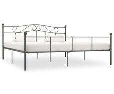 Bed Frame Grey Metal 200x200 cm