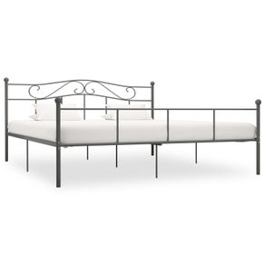 Bed Frame Grey Metal 200x200 cm
