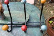 original 1960 s coat Hooks with coloured wooden balls