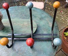 original 1960 s coat Hooks with coloured wooden balls