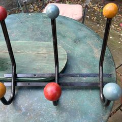original 1960 s coat Hooks with coloured wooden balls