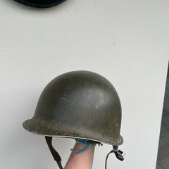 US WW2 McCord 1942 Fixed bale rear seam M1 helmet with Vietnam P64 liner