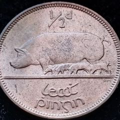 [#124] - Ireland 1942 | Irish 1/2d | Irish Half Penny | Sow | KM.10 | UNC