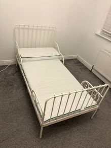 IKEA Minnen Extendable Kids Bed with Slatted Base and Mattress