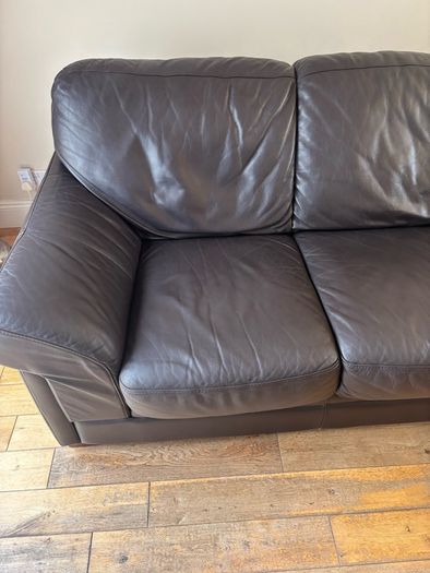 Leather Couch 3 seater 2 seater and footstool