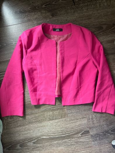 Pink Cropped Blazer Jacket