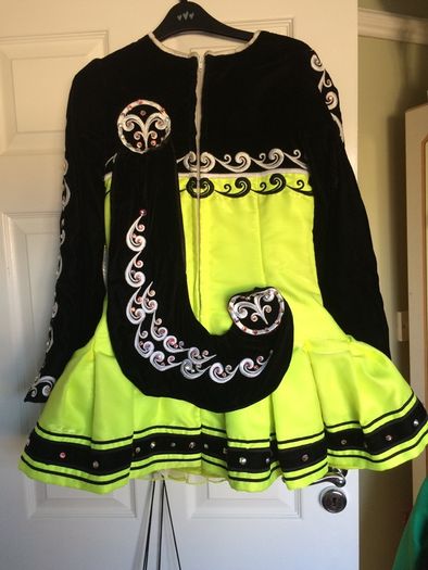 Beautiful yellow and black irish dancing solo dress