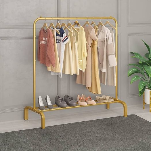 NEW SALE | Clothing Garment Rack 110CM Metal Clothes Rail Coat Rail with Bottom Rack for Coats Skirts Shirts Sweaters