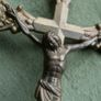 Antique Brass 15" high Art Nouveau Altar Standing Cross Crucifix Image 8