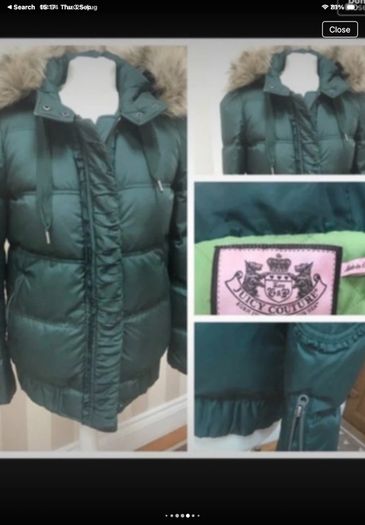 puffer jacket feather & down juicy couture hooded jacket medium