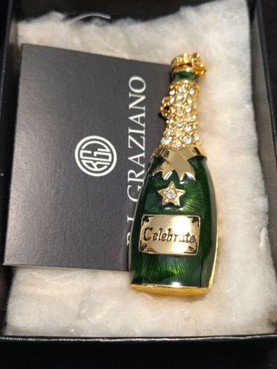 Vintage RJ Graziano Grand Night Popping Champagne Bottle Brooch
