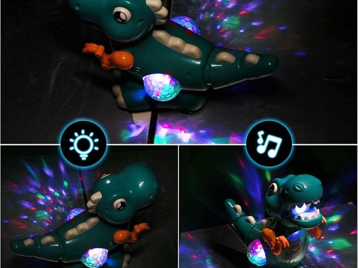 Baby Toys Musical Light Crawling Walking Dinosaur Toys for Boys Girls 12 18 24 Months, Baby Musical Toy Sound Toys Birthday Present Dino Gifts for Kids Toddler Age 1 2 3 4+ Years Old (Green/orange)