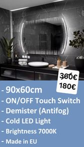 LED Bathroom Mirror 90x60cm Demister Fog Free Touch Switch