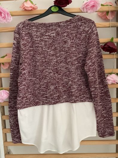 top Bershka size large burgundy top with white shirt base size large