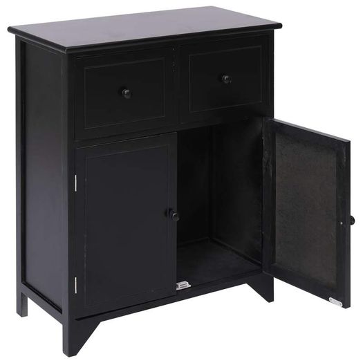 Side Cabinet Black 60x30x75 cm Paulownia Wood