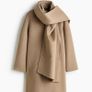 H&M Premium Selection Oversized Handmade Wool-Blend Scarf Coat - Beige Size S Oversized Image 2