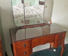 Vintage Wooden Dressing Table with Triple Mirror