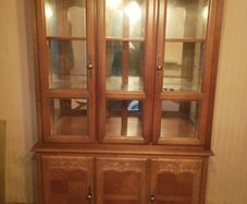 Solid wood and toughened glass display cabnet