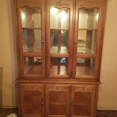 Solid wood and toughened glass display cabnet