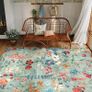 Living Room Green Washable Flower Area Rug 80x150cm Non Slip Boho Natural Modern Floral Large Carpet Dining Room Bedroom Kitchen Hall Lounge Office Low Pile Soft Carpets Image 3