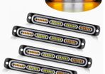 Stay on or flash Bright 4pcs Ultra-Slim Amber White LED Work Light - Surface Mount LED Emergency Light with 24 LEDs, Mini Grille Lights